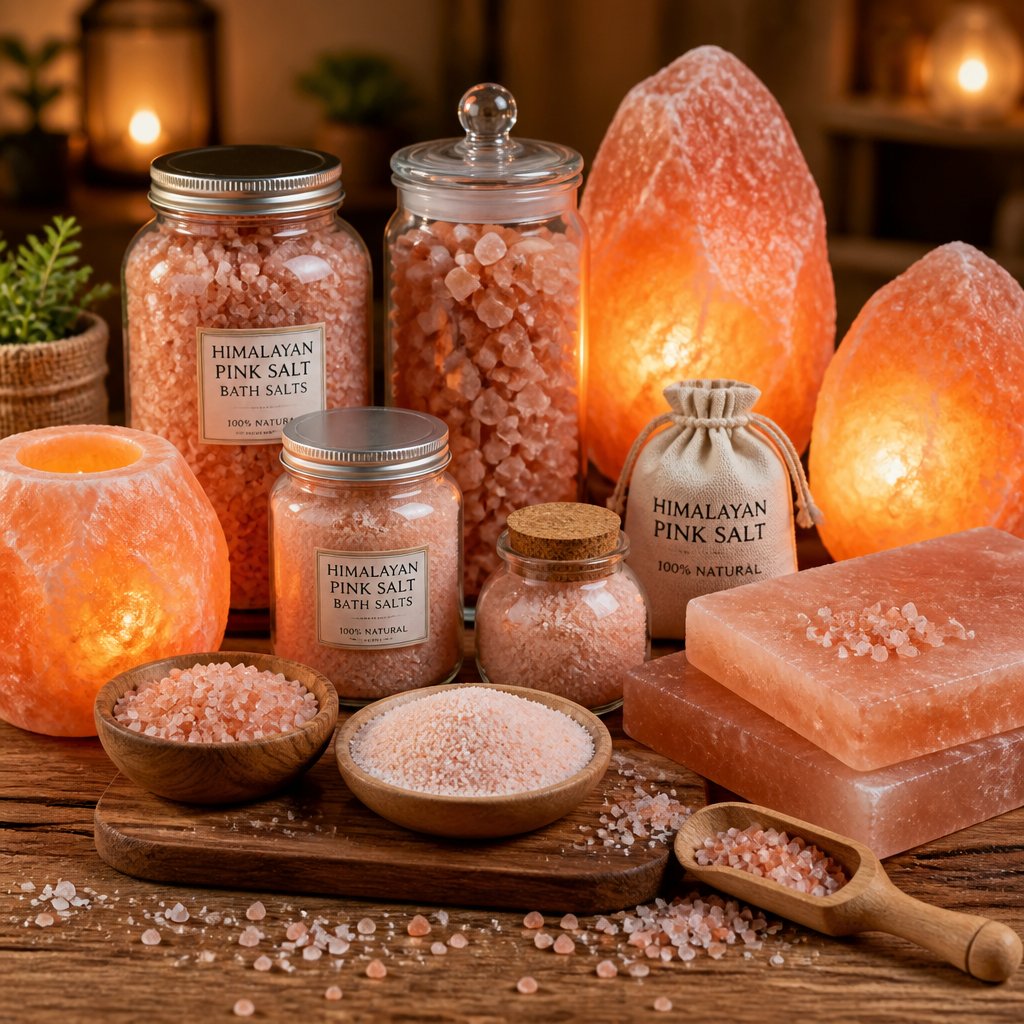 Export packaging of pink salt bags ready for international shipment