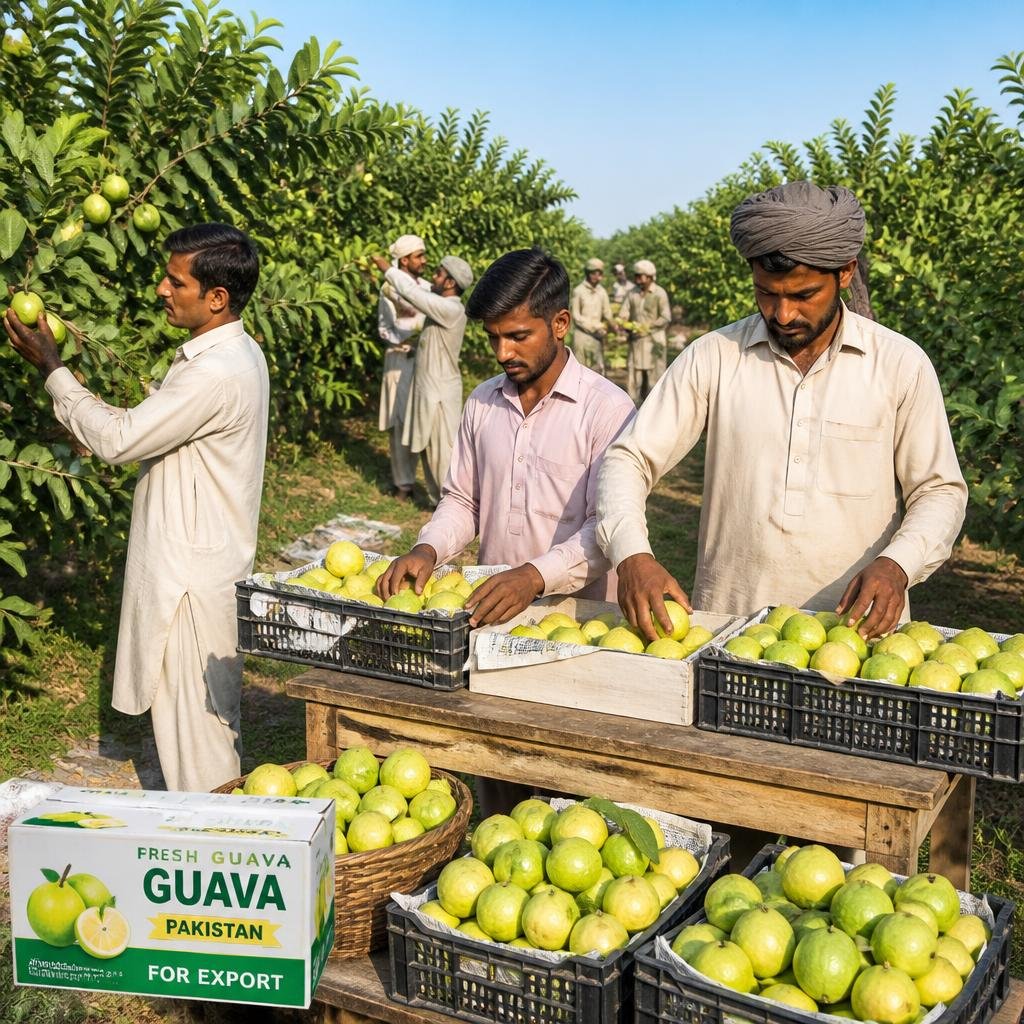 Fresh guava harvesting process in Pakistan