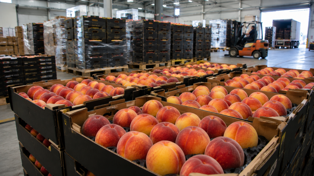 Premium Swat peaches packed for wholesale export