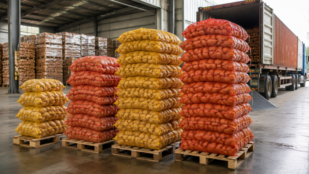Bulk potato export shipment prepared for international buyers from Pakistan.