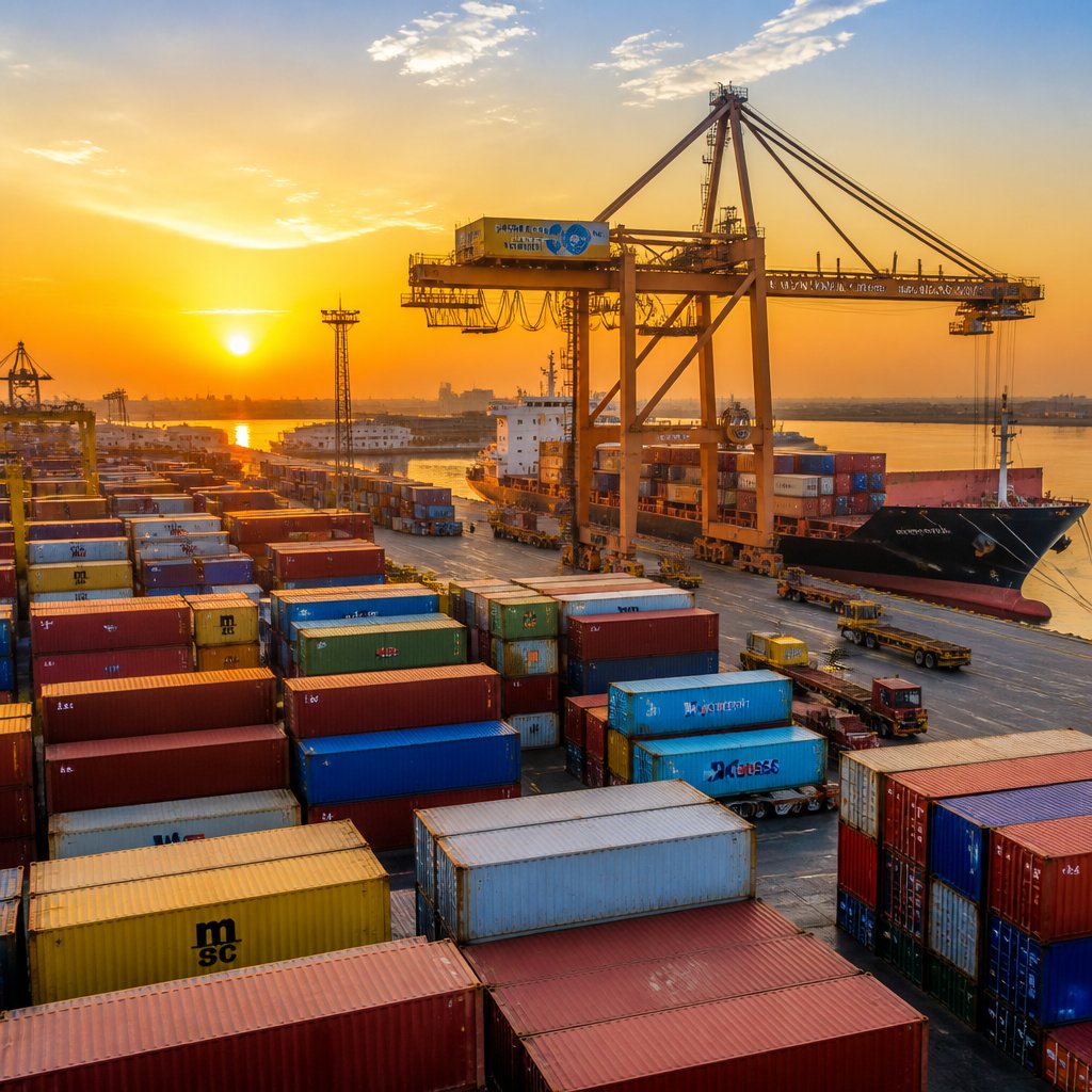 Pakistan agricultural export shipping port containers global trade logistics