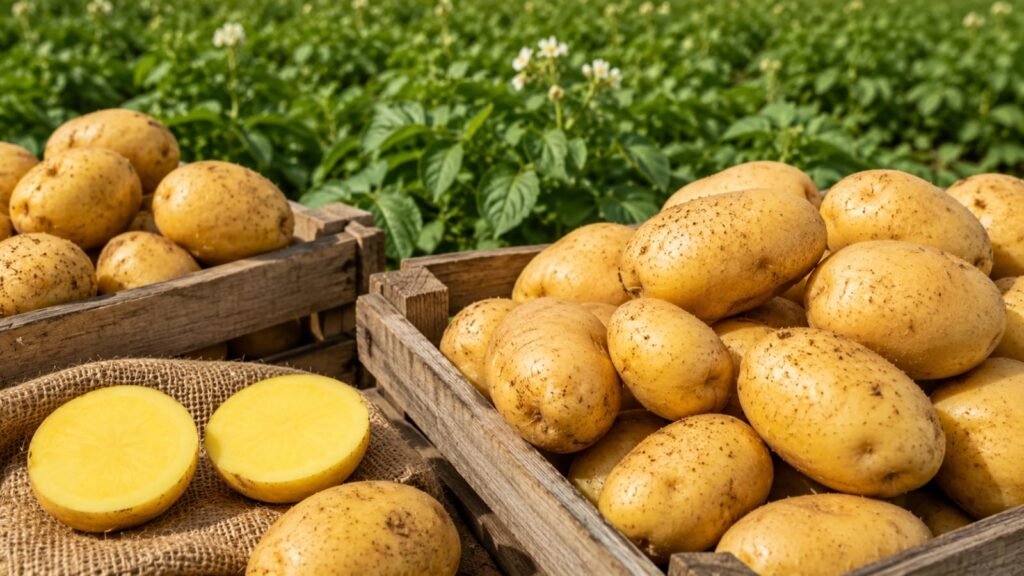 Fresh Lady Rosetta potatoes for potato chips and food processing