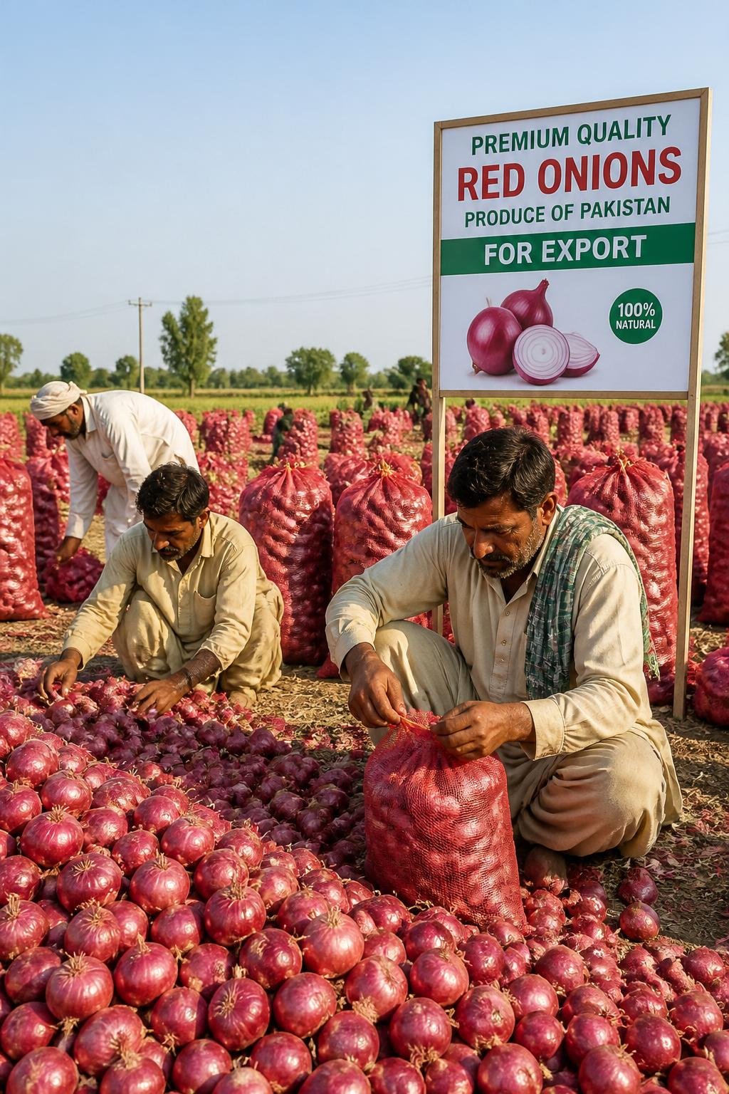 Fresh export quality onions from Pakistan ready for worldwide shipment