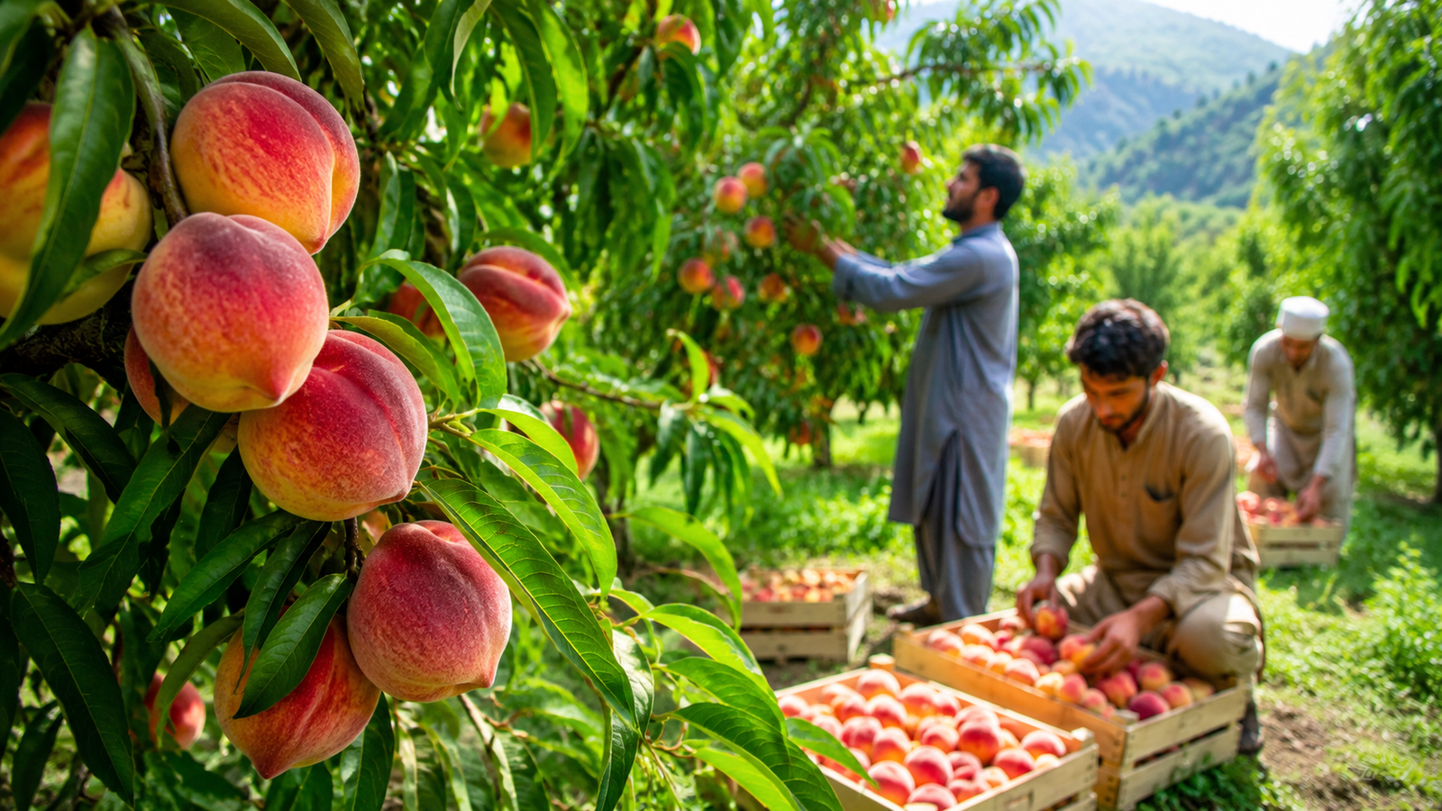 Premium Swat peaches freshly harvested in Pakistan