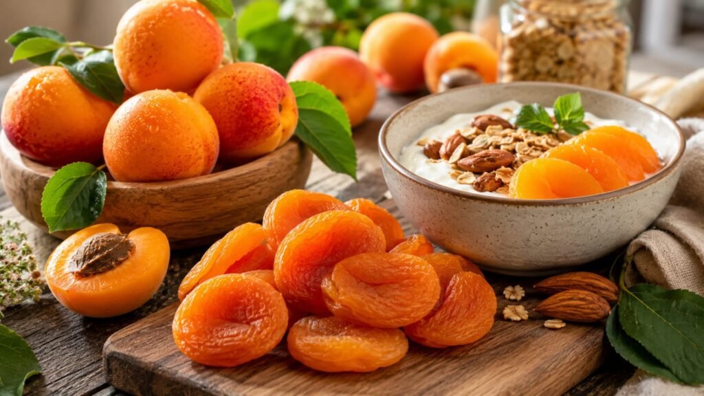 Fresh and dried apricots supporting healthy digestion naturally