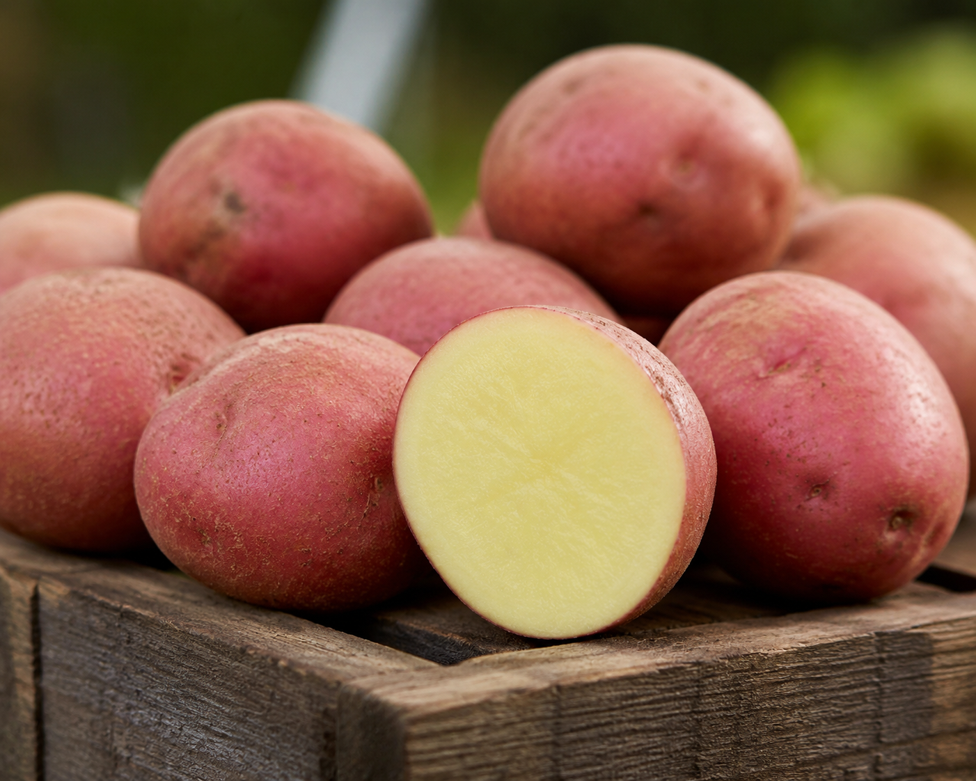 : Best potatoes for chips - Lady Rosetta variety with red skin and light yellow flesh