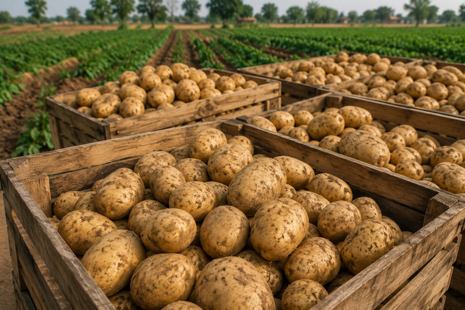 Freshly harvested Mozika potato from Punjab Pakistan ready for export